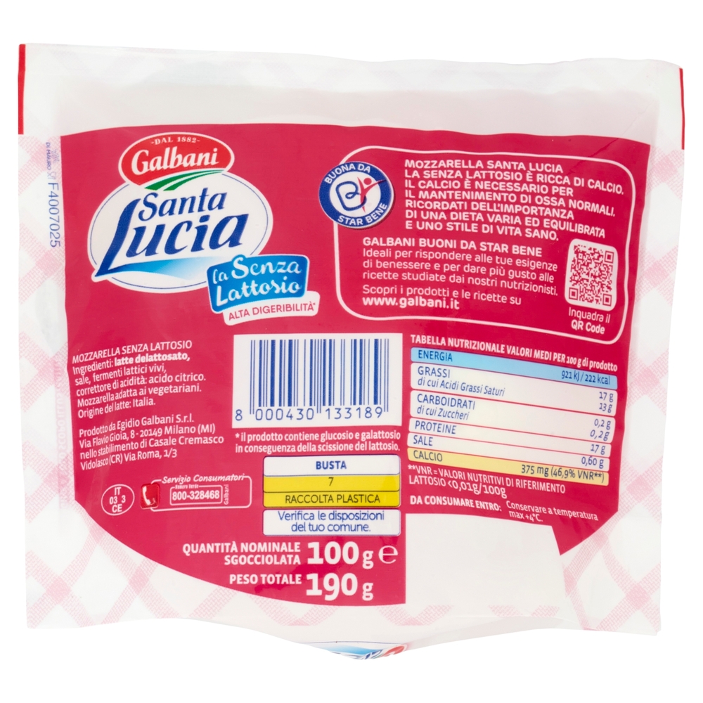 Mozzarella Senza Lattosio, 100 g